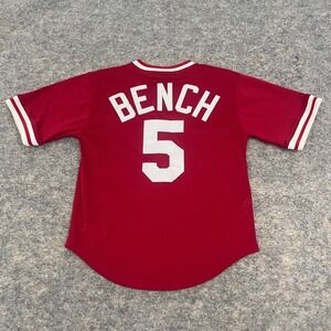 Mitchell & Ness Johnny Bench Cincinnati Reds 1983 Jersey #5 Red Youth Small 8
